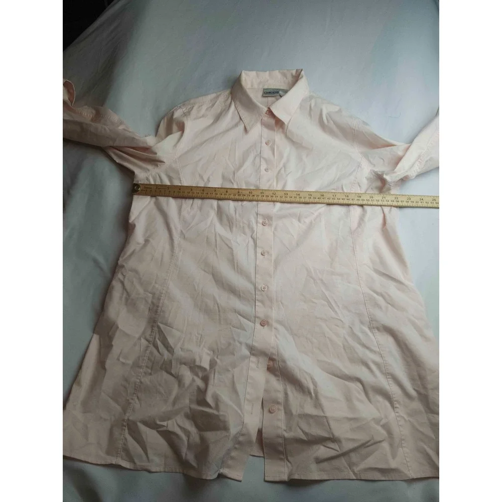 Chicos BUtton Up Womens Size 3 US 16 Pink Minimalist Office Classic Academia